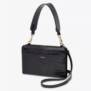NWT Black + Gold CALPAK Croc Wallet Convertible Crossbody Passport Travel Clutch